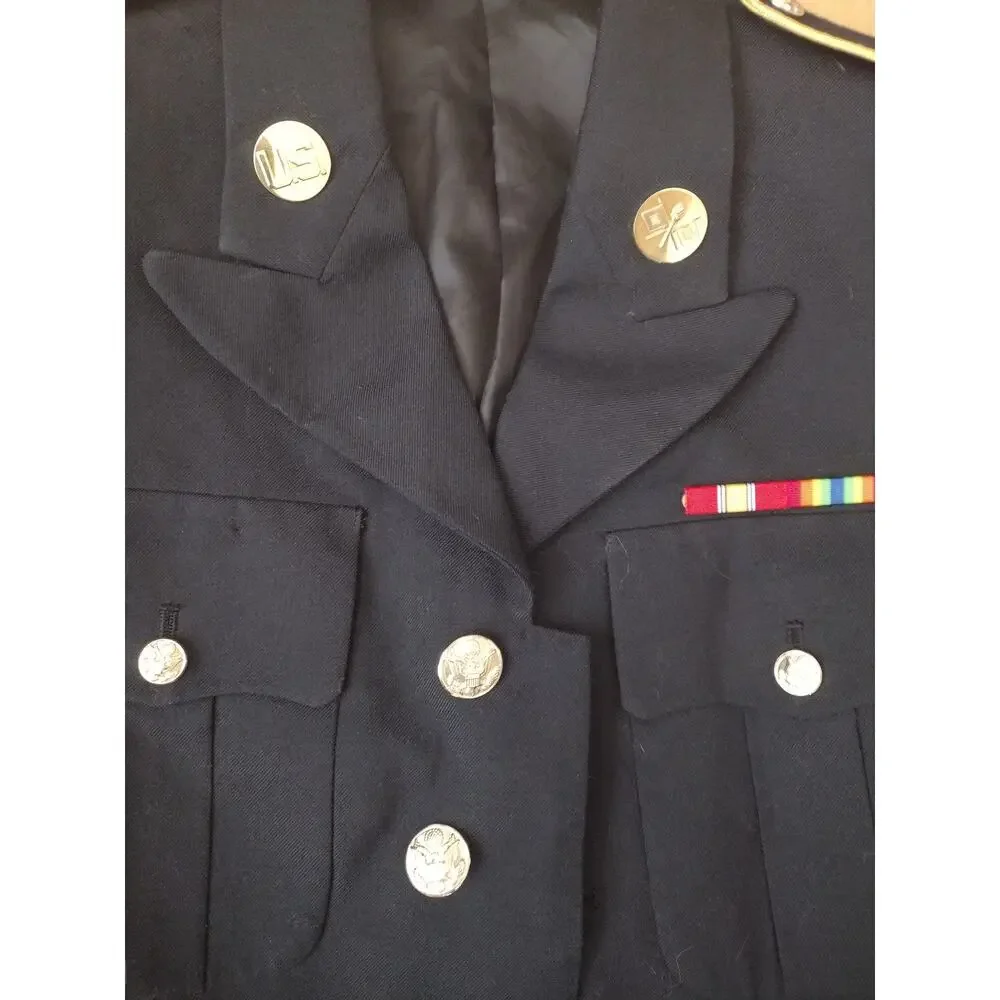 US Army Dress Blue Uniform Coat Jacket Size 35RC Poly/Wool